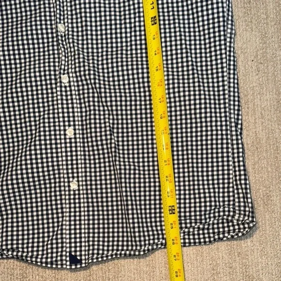 UNTUCKit Mens Size L Navy White Gingham Wrinkle Free Shirt - Picture 8 of 9